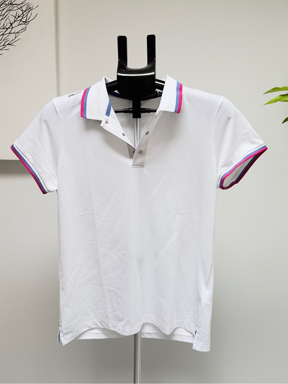 Ralph Lauren White Polo with Pink & Blue Contrast Trim
